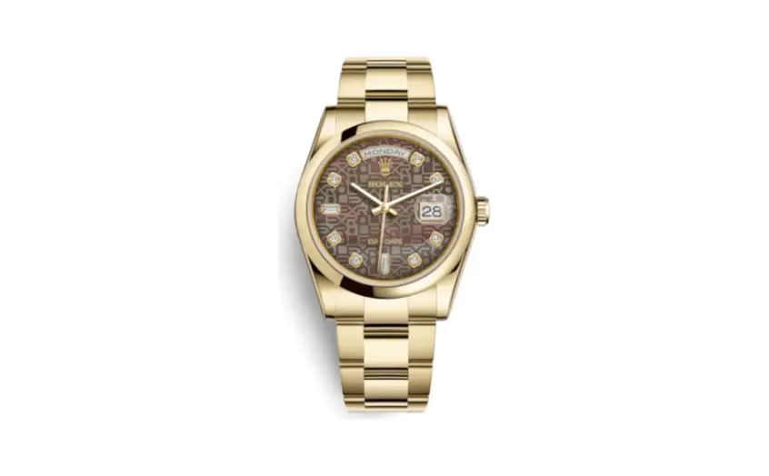 Rolex Day-Date 36 Yellow Gold Domed / Oyster / Black MOP Computer