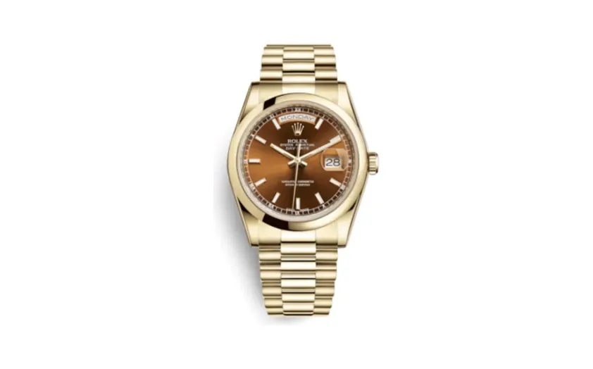 Rolex Day-Date 36 Yellow Gold Domed / President / Cognac