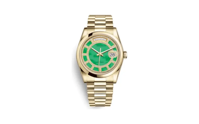 Rolex Day-Date 36 Yellow Gold Domed / President / Green Jade Carousel