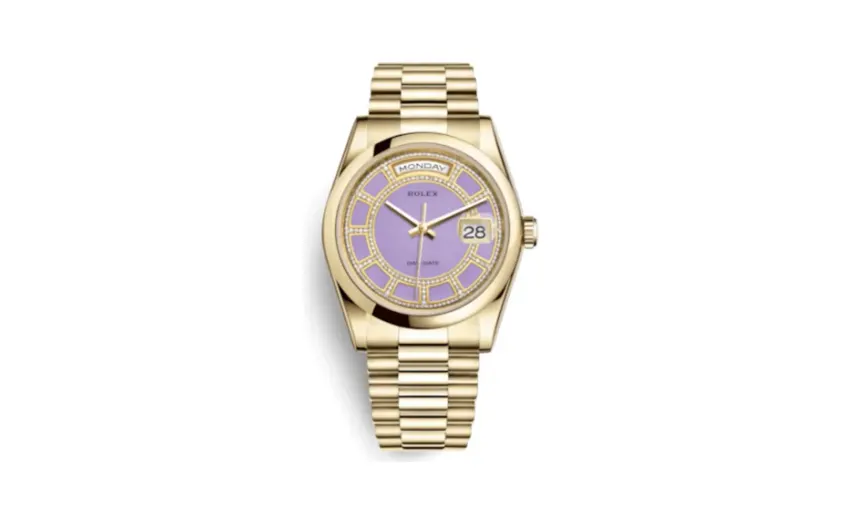 Rolex Day-Date 36 Yellow Gold Domed / President / Lavender Carousel