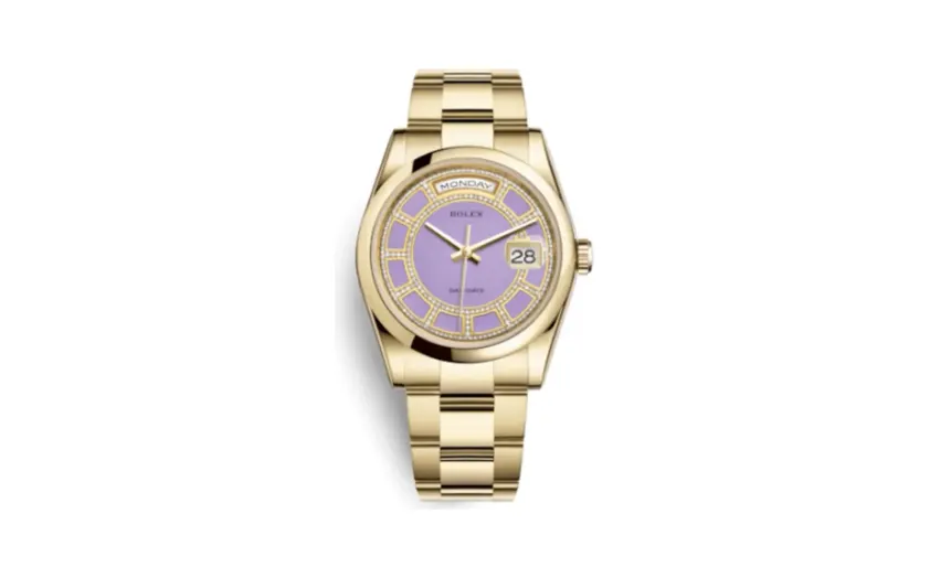Rolex Day-Date 36 Yellow Gold Domed / Oyster / Lavender Carousel