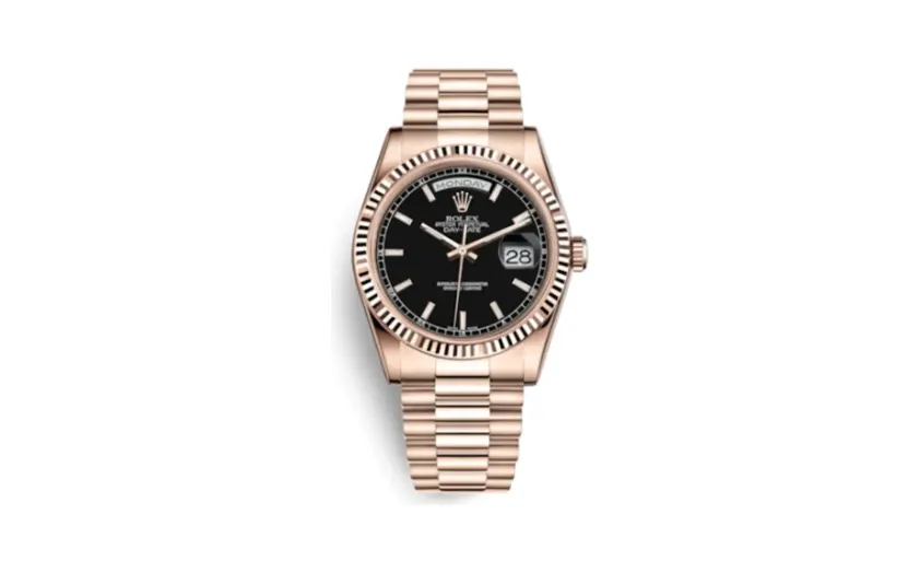 Rolex Day-Date 36 Everose Fluted / President / Black