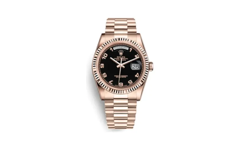 Rolex Day-Date 36 Everose Fluted / President / Black Arabic