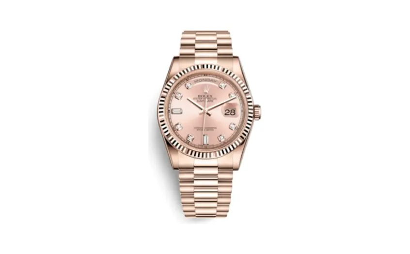 Rolex Day-Date 36 Everose Fluted / President / Pink Diamonds