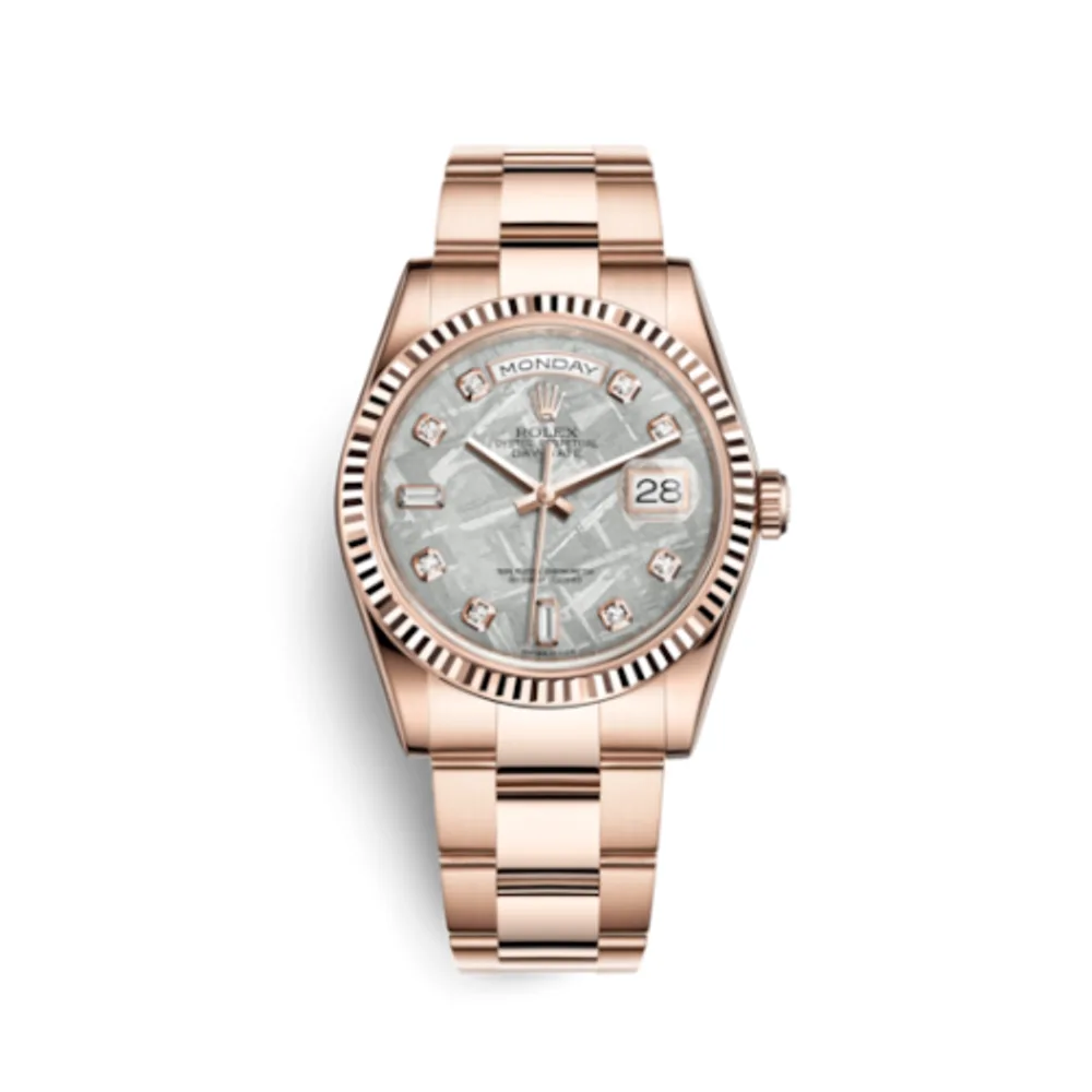 Rolex Day-Date 36 Everose Fluted / President / Meteorite Diamonds