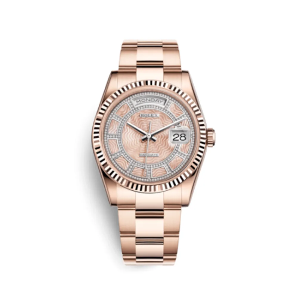 Rolex Day-Date 36 Everose Fluted / Oyster / Pink MOP Carousel
