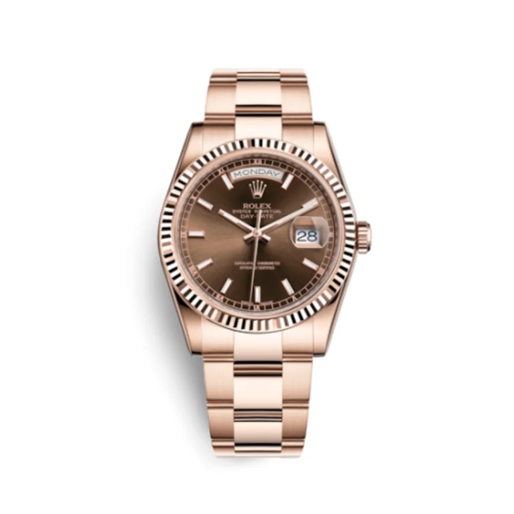 Rolex Day-Date 36 Everose Fluted / Oyster / Chocolate