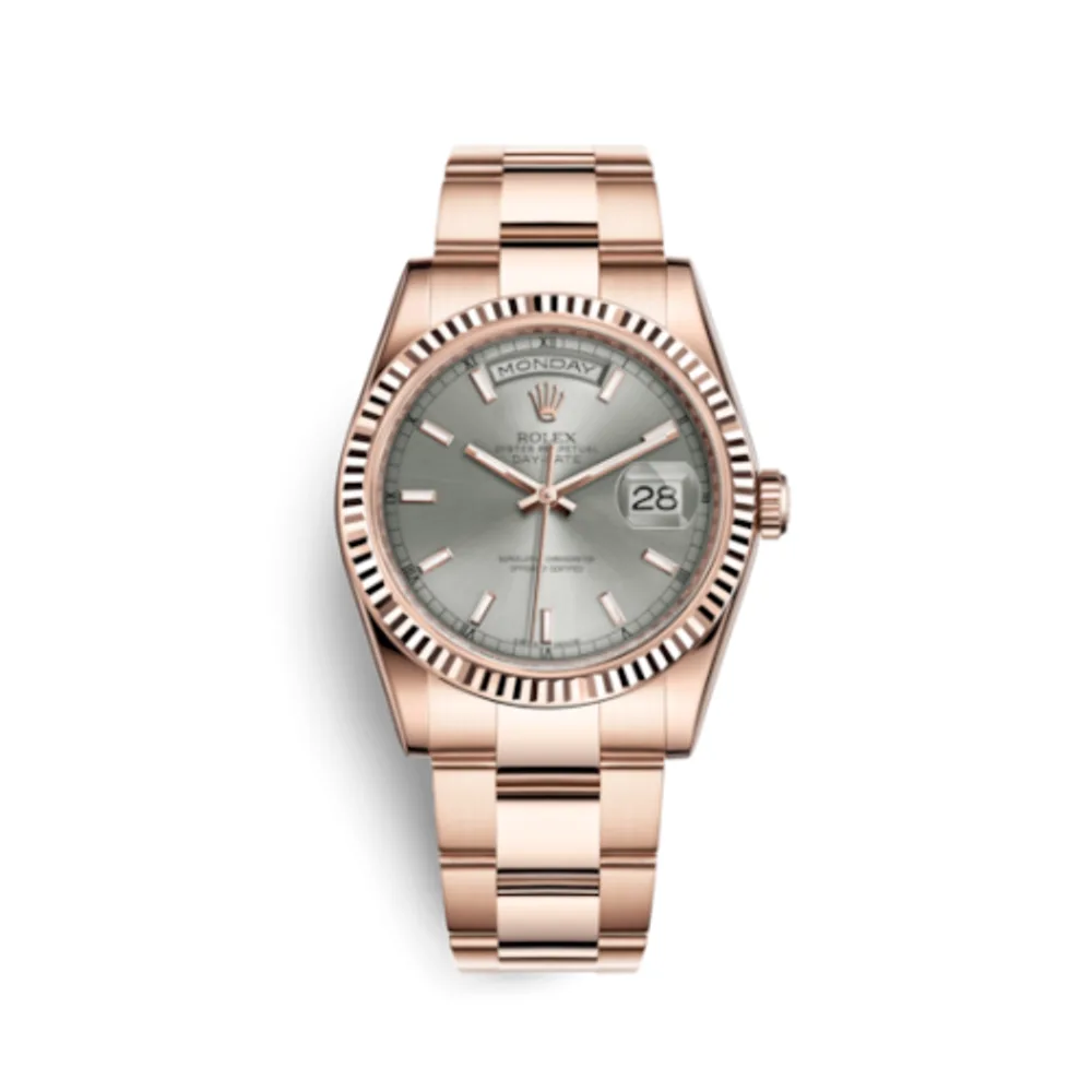 Rolex Day-Date 36 Everose Fluted / Oyster / Grey