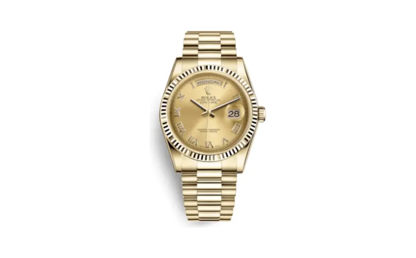Rolex Day-Date 36 Yellow Gold Fluted / President / Champagne Roman