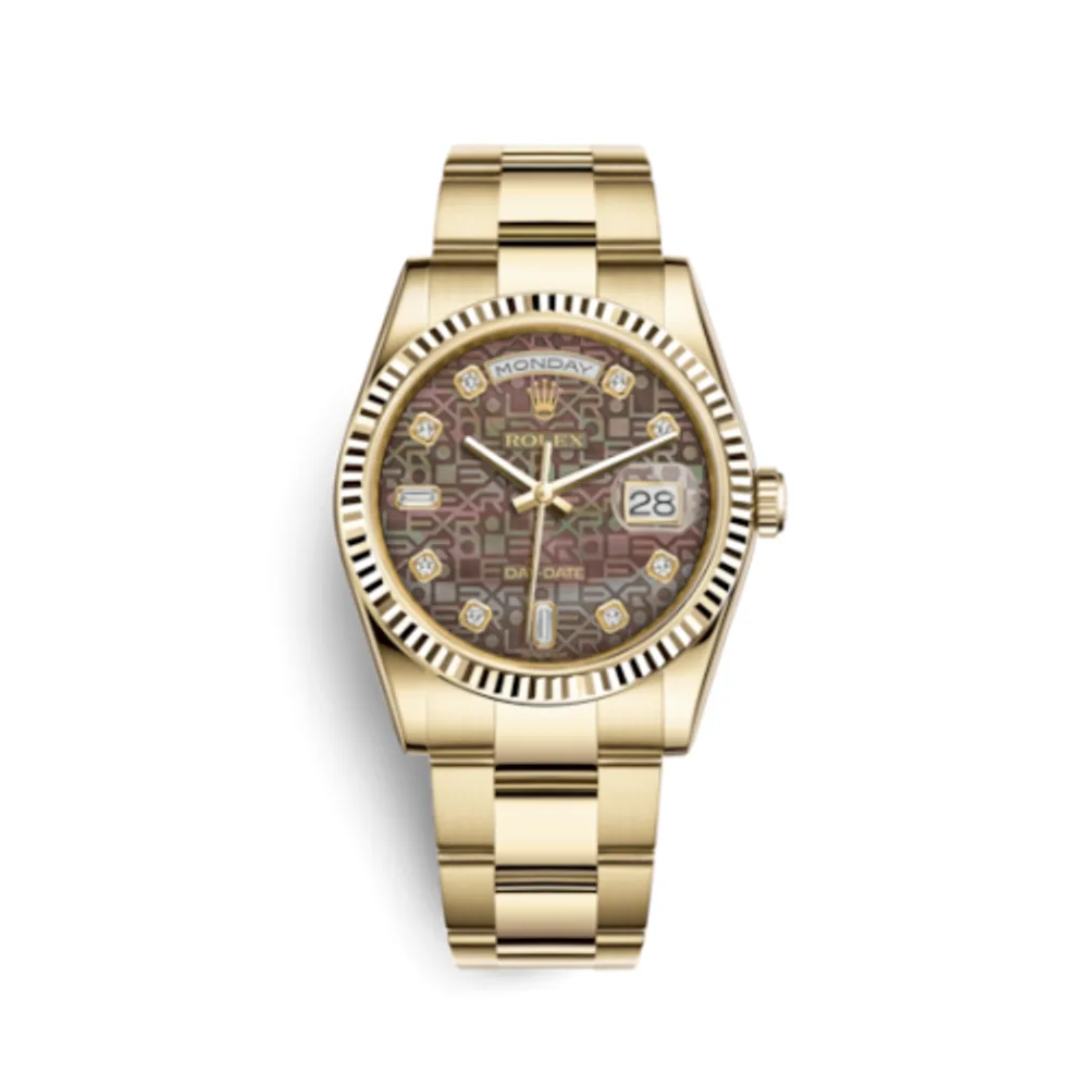 Rolex Day-Date 36 Yellow Gold Fluted / Oyster / Black MOP Computer