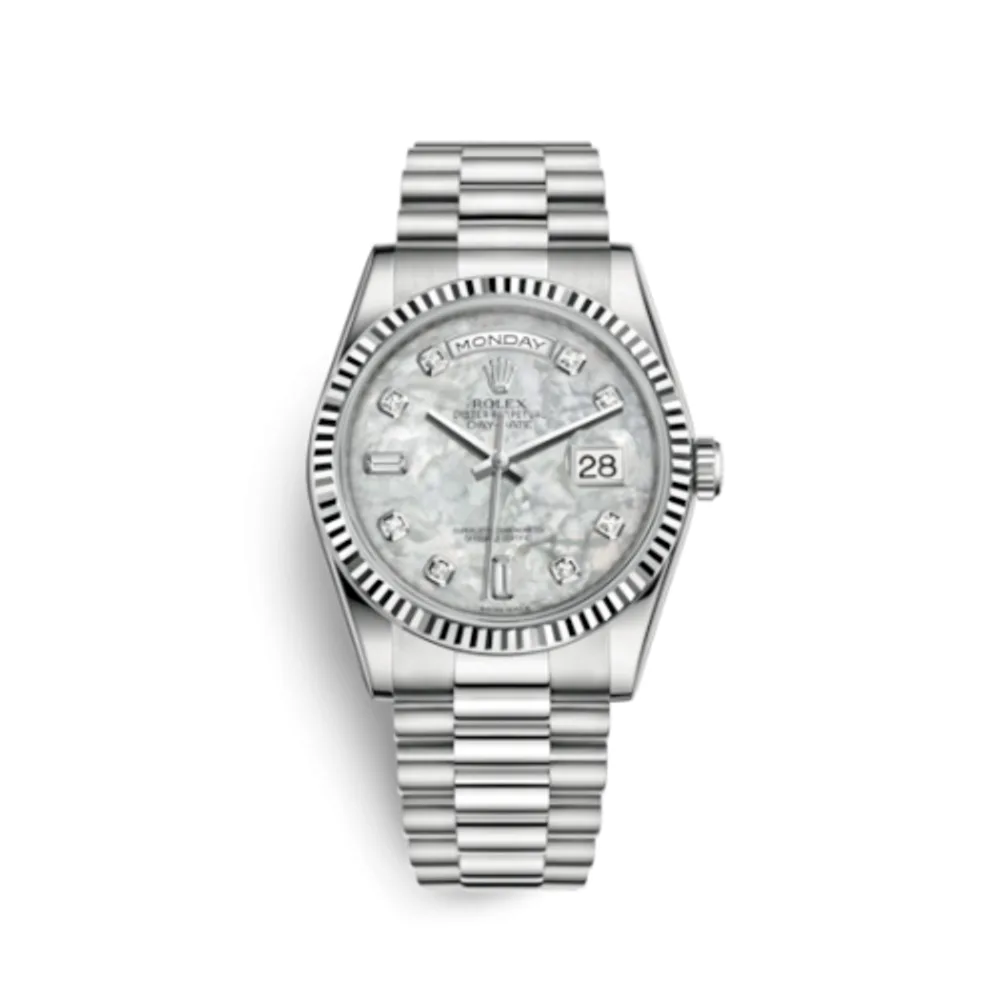 Rolex Day-Date 36 White Gold Fluted / President / MOP