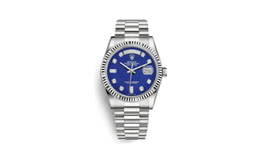 Rolex Day-Date 36 White Gold Fluted / President / Lapis Lazuli