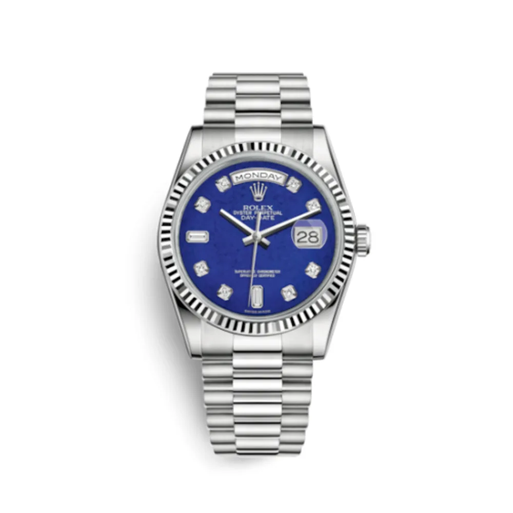 Rolex Day-Date 36 White Gold Fluted / President / Lapis Lazuli