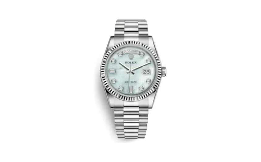 Rolex Day-Date 36 White Gold Fluted / President / Oxford MOP