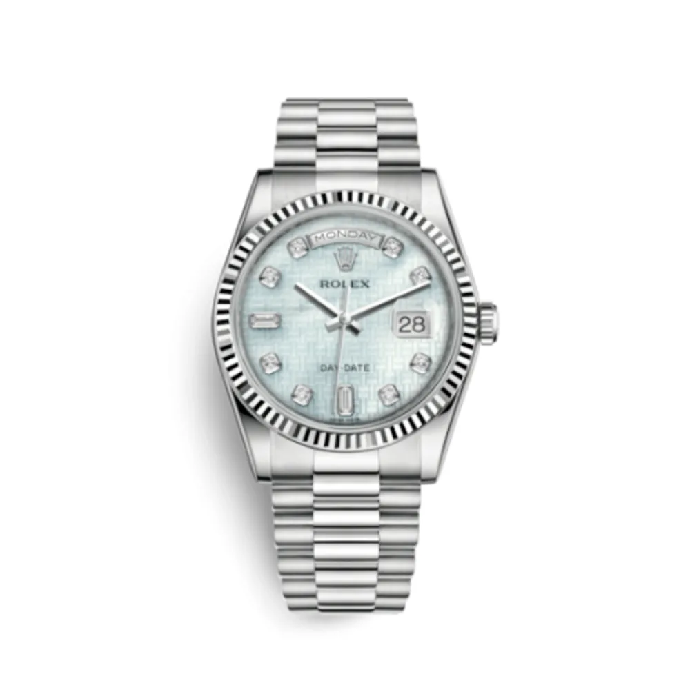 Rolex Day-Date 36 White Gold Fluted / President / Oxford MOP