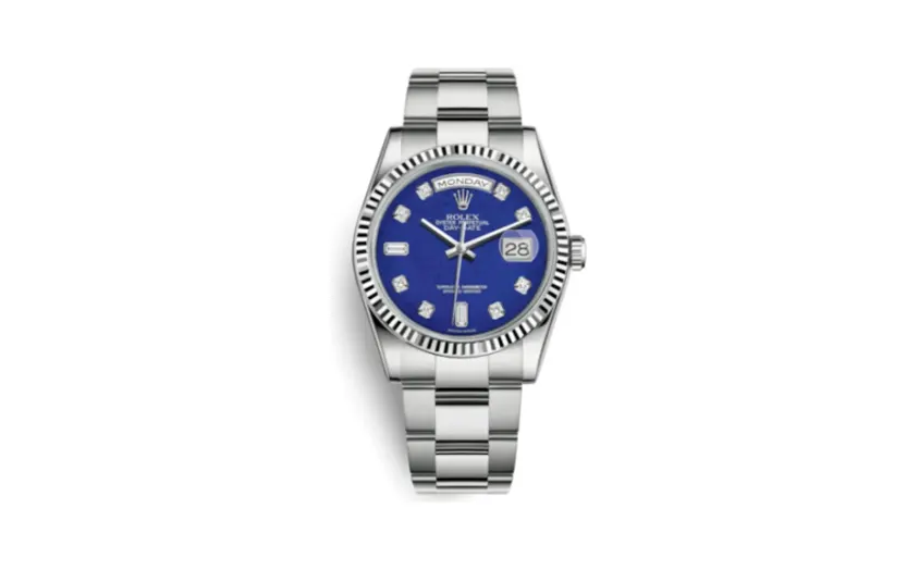 Rolex Day-Date 36 White Gold Fluted / Oyster / Lapis Lazuli