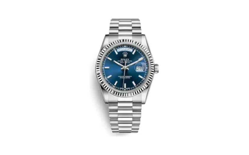 Rolex Day-Date 36 White Gold Fluted / President / Blue