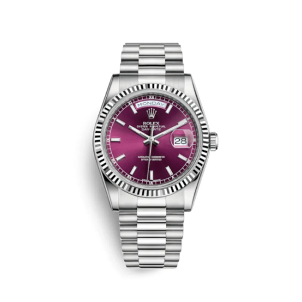 Rolex Day-Date 36 White Gold / President / Cherry