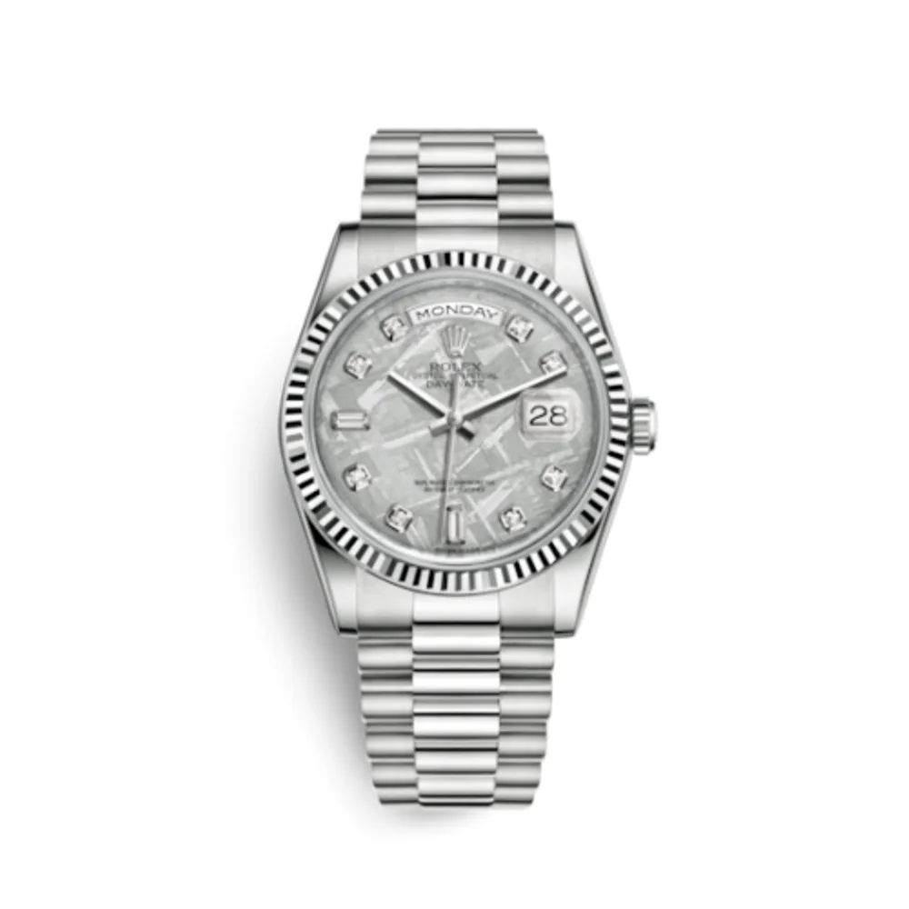 Rolex Day-Date 36 White Gold Fluted / President / Meteorite