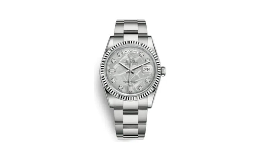 Rolex Day-Date 36 White Gold Fluted / Oyster / Meteorite