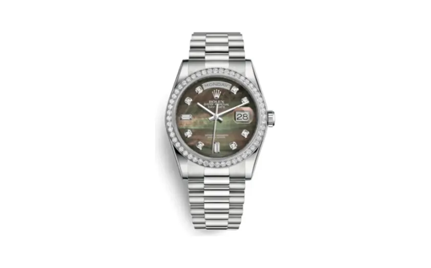 Rolex Day-Date 36 Platinum Diamonds / President / Black MOP