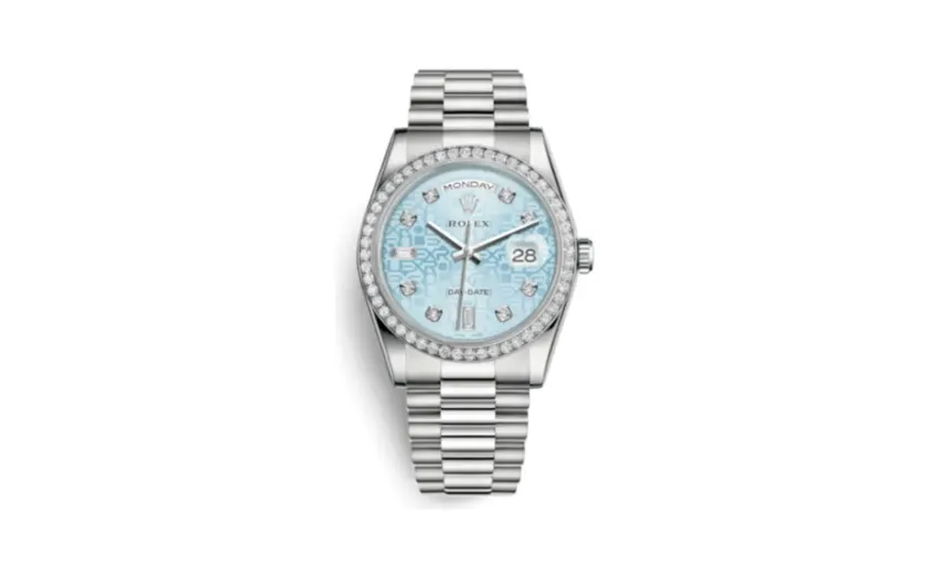 Rolex Day-Date 36 Platinum Diamonds / President / Ice Blue Computer