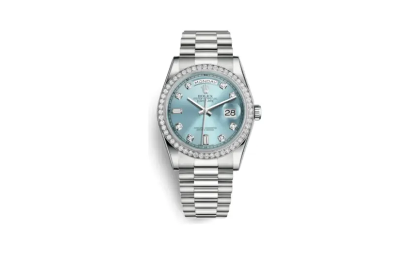Rolex Day-Date 36 Platinum Diamonds / President / Ice Blue Diamonds