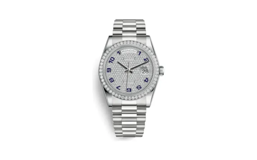 Rolex Day-Date 36 Platinum Diamonds / President / Paved