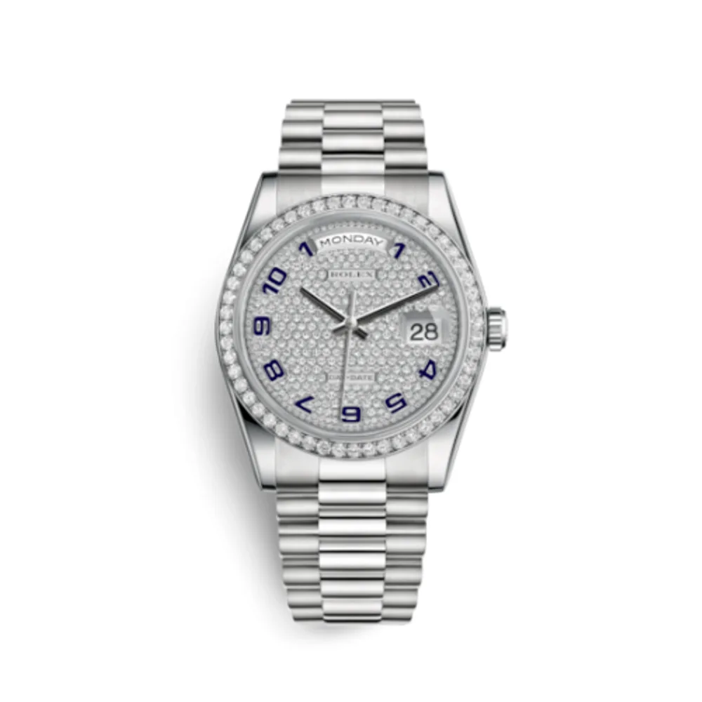 Rolex Day-Date 36 Platinum Diamonds / President / Paved