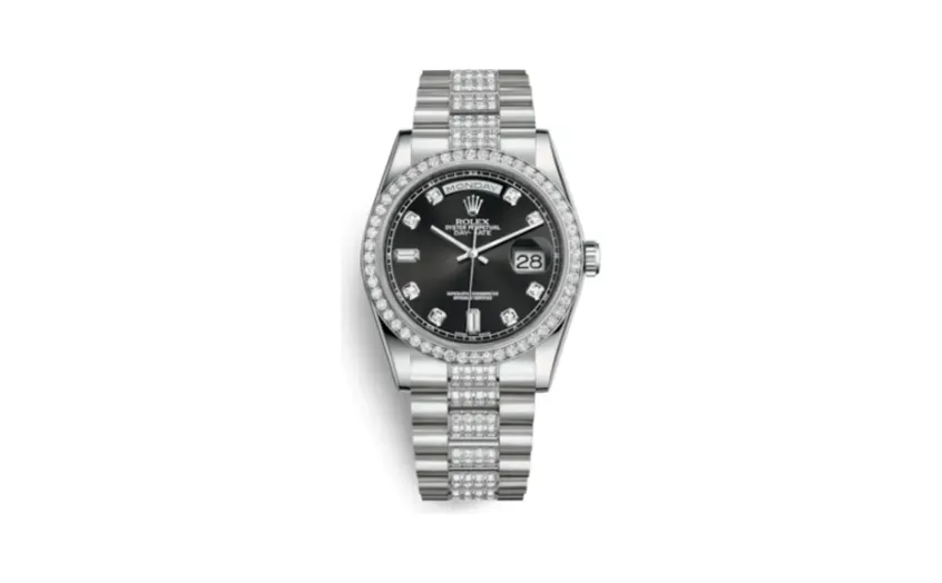Rolex Day-Date 36 Platinum Diamonds / President Diamonds / Black Diamonds