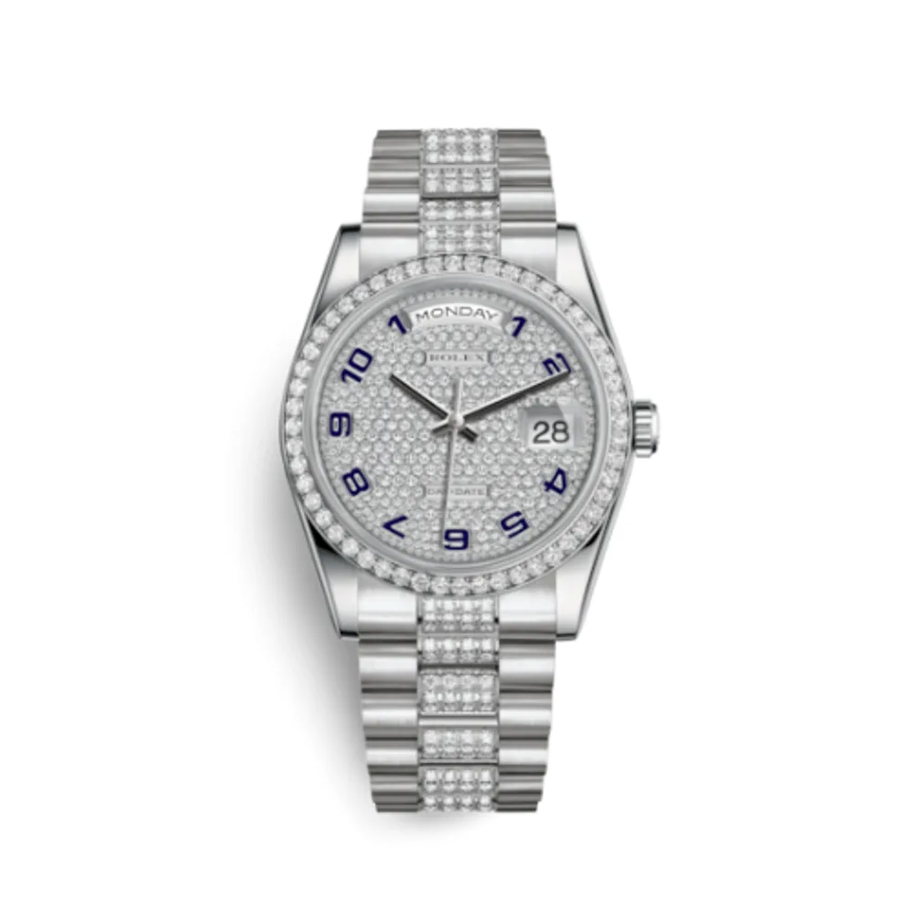 Rolex Day-Date 36 Platinum Diamonds / President Diamond / Paved