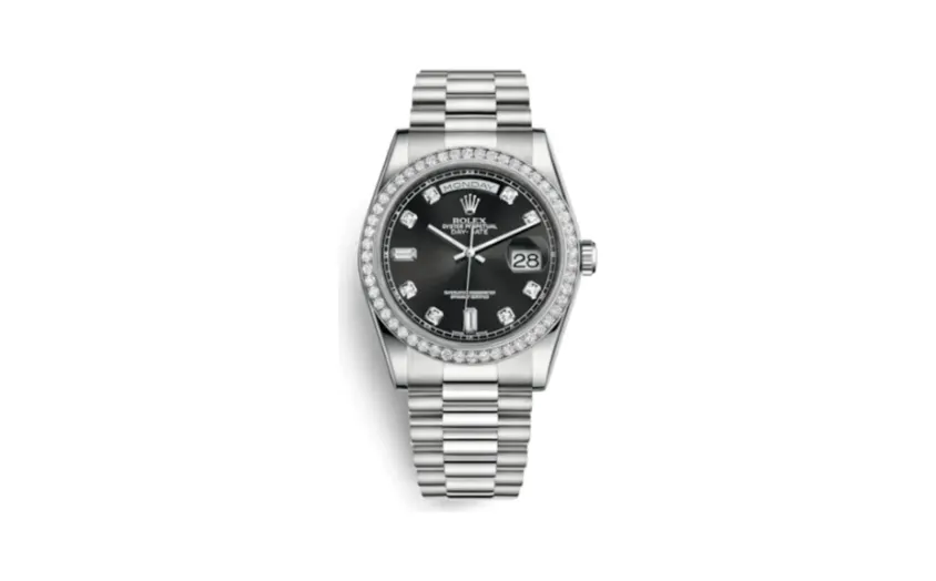 Rolex Day-Date 36 Platinum Diamonds / President / Black Diamonds