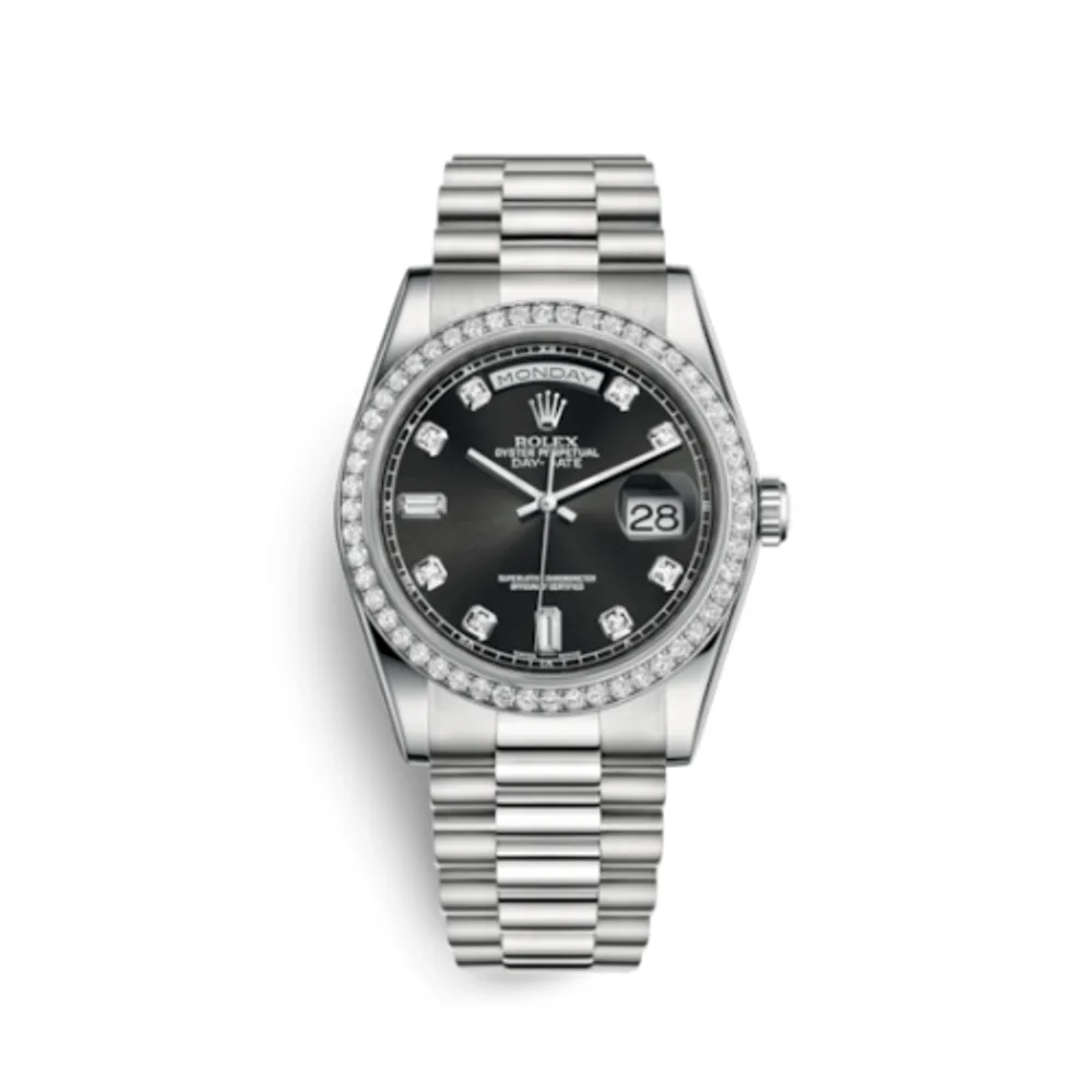 Rolex Day-Date 36 Platinum Diamonds / President / Black Diamonds