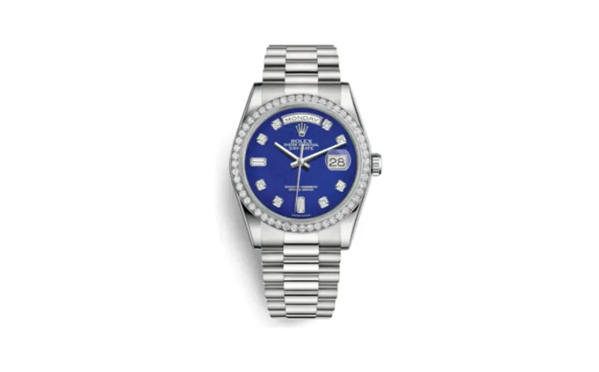 Rolex Day-Date 36 Platinum Diamonds / President / Lapis Diamonds