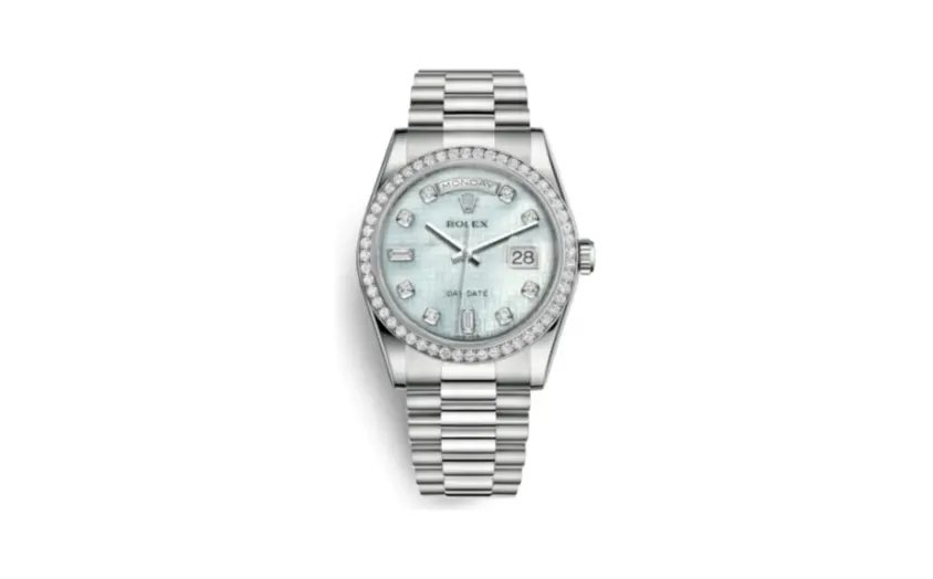 Rolex Day-Date 36 Platinum Diamonds / President Diamonds / Oxford MOP