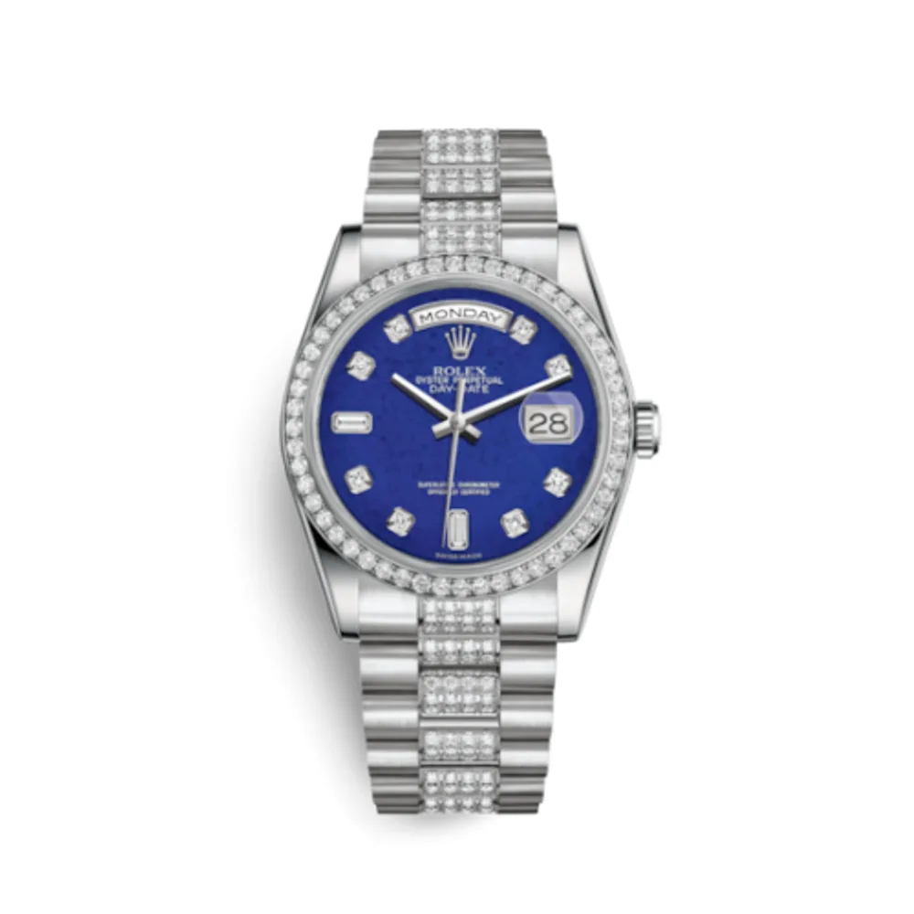 Rolex Day-Date 36 Platinum Diamonds / President Diamond / Lapis