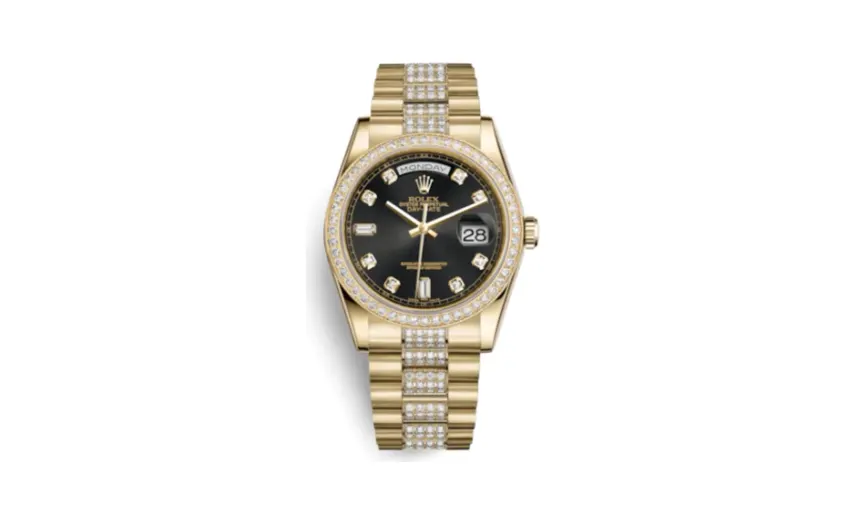 Rolex Day-Date 36 Yellow Gold Diamonds / President Diamond / Black Diamond