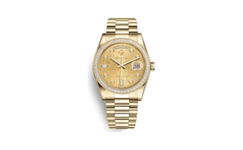 Rolex Day-Date 36 Yellow Gold Diamonds / President / Champagne Computer