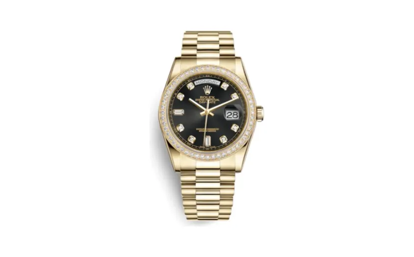 Rolex Day-Date 36 Yellow Gold Diamonds / President / Black Diamonds