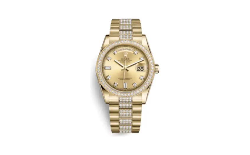 Rolex Day-Date 36 Yellow Gold Diamonds / President Diamond / Black Diamond
