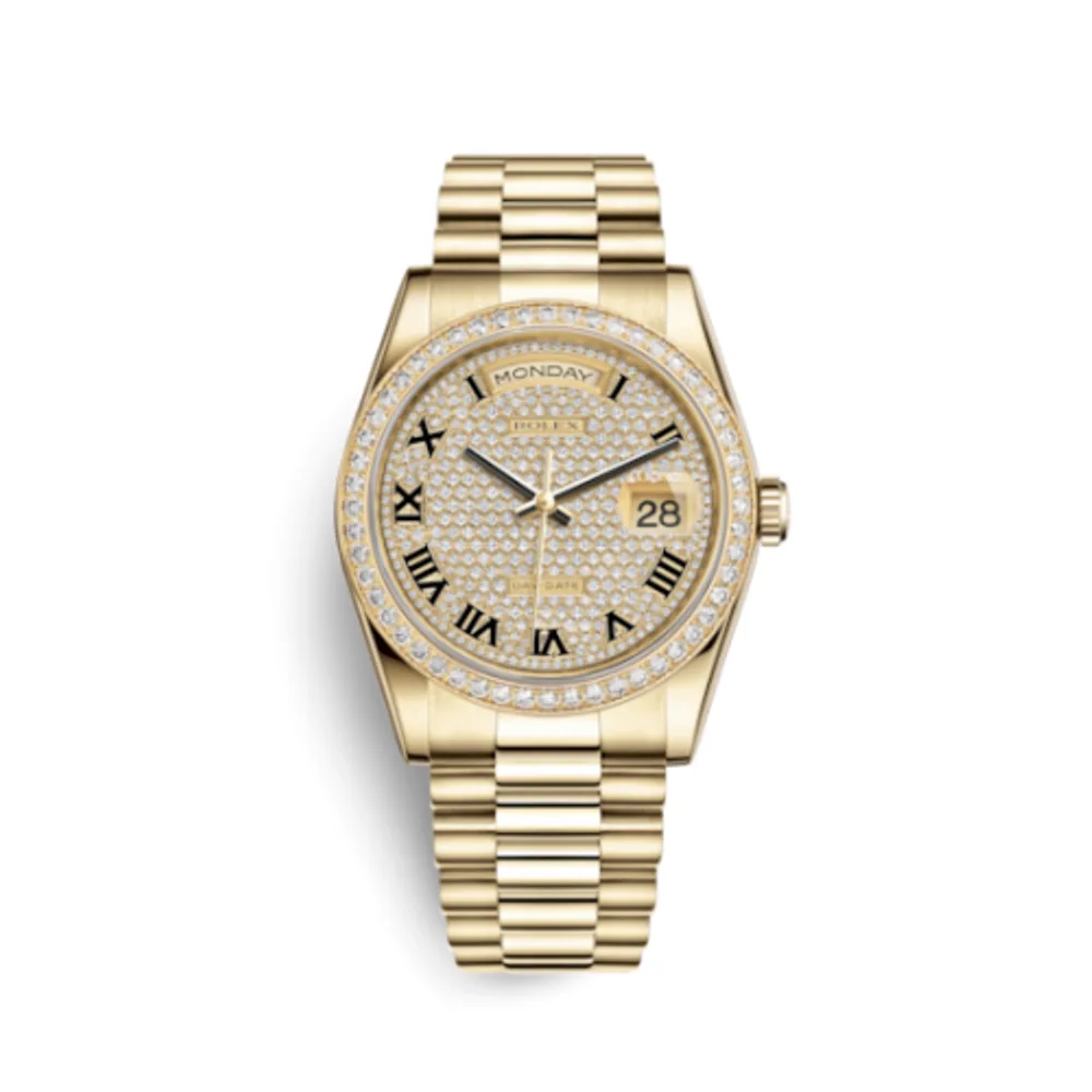 Rolex Day-Date 36 Yellow Gold Diamonds / President / Paved