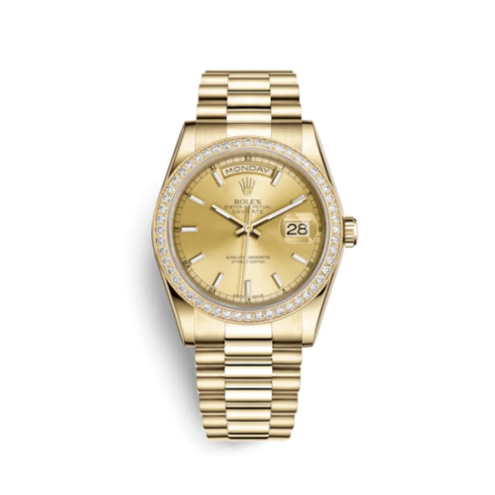 Rolex Day-Date 36 Yellow Gold Diamonds / President / Champagne