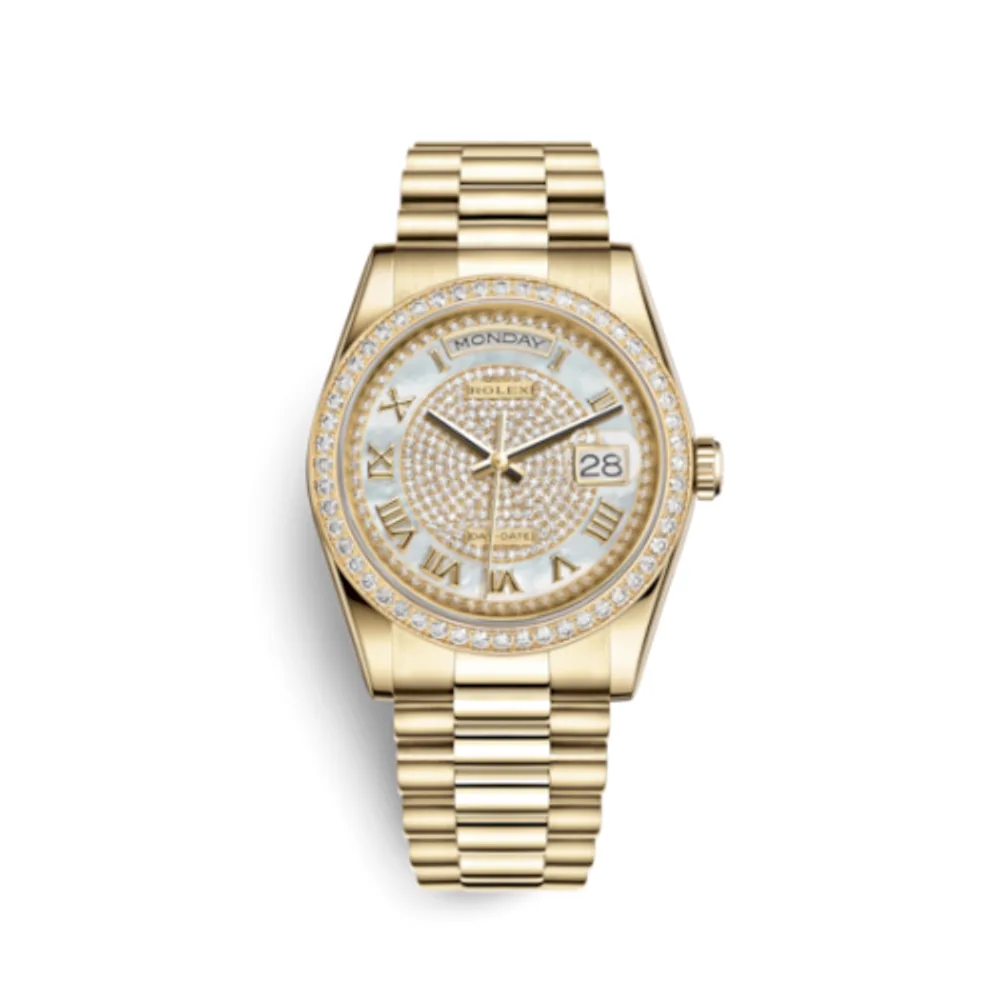 Rolex Day-Date 36 Yellow Gold Diamonds / President Diamond / Paved Roman