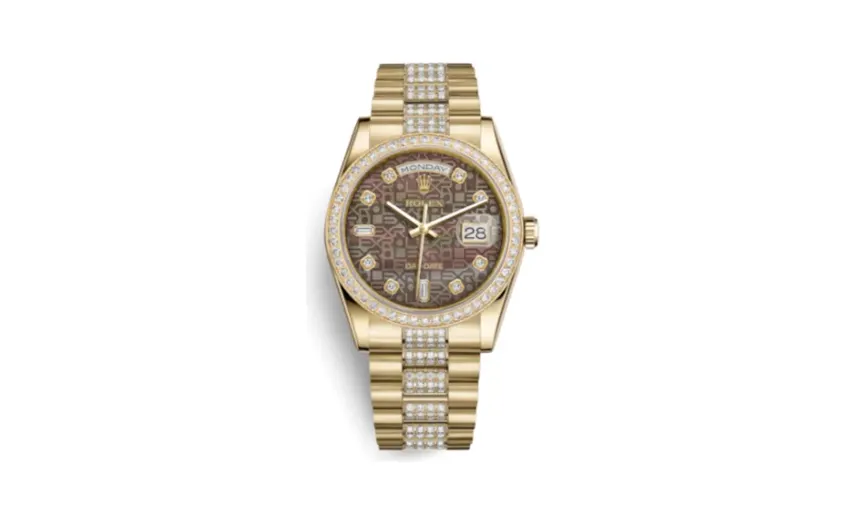 Rolex Day-Date 36 Yellow Gold Diamonds / President / Black MOP Computer