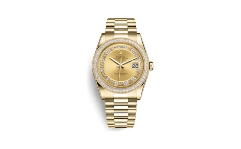 Rolex Day-Date 36 Yellow Gold Diamonds / President / Champagne Roman