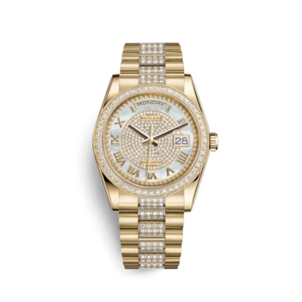Rolex Day-Date 36 Yellow Gold Diamonds / President Diamond / Paved Roman