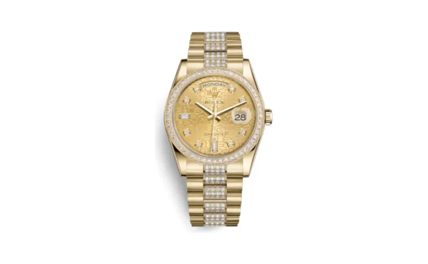Rolex Day-Date 36 Yellow Gold Diamonds / President Diamonds / Champagne Computer