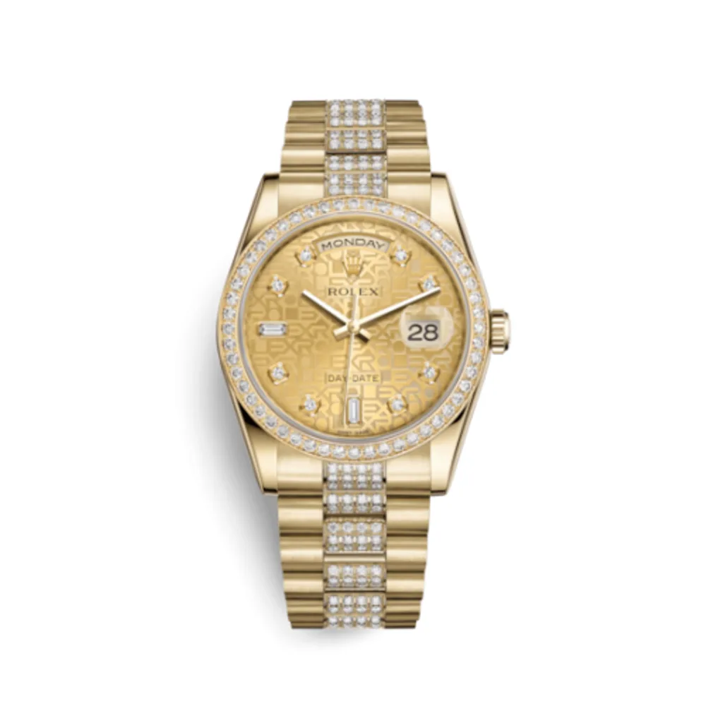 Rolex Day-Date 36 Yellow Gold Diamonds / President Diamonds / Champagne Computer