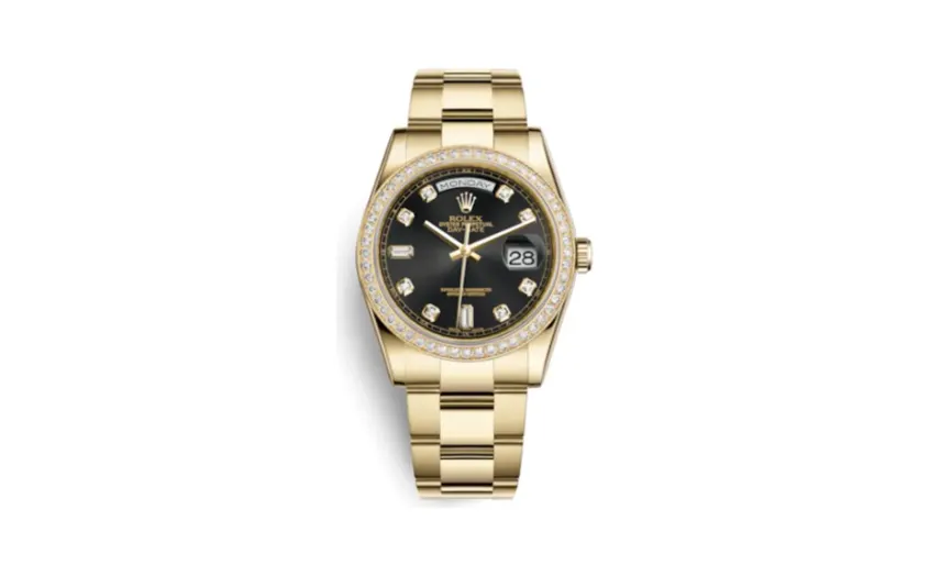Rolex Day-Date 36 Yellow Gold Diamonds / Oyster / Black Diamonds