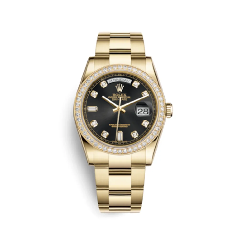 Rolex Day-Date 36 Yellow Gold Diamonds / Oyster / Black Diamonds